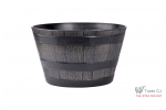Ghiveci decorativ rotund, din plastic rezistent, efect lemn natur, 39x24 cm