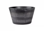 Ghiveci decorativ rotund, din plastic rezistent, efect lemn natur, 39x24 cm