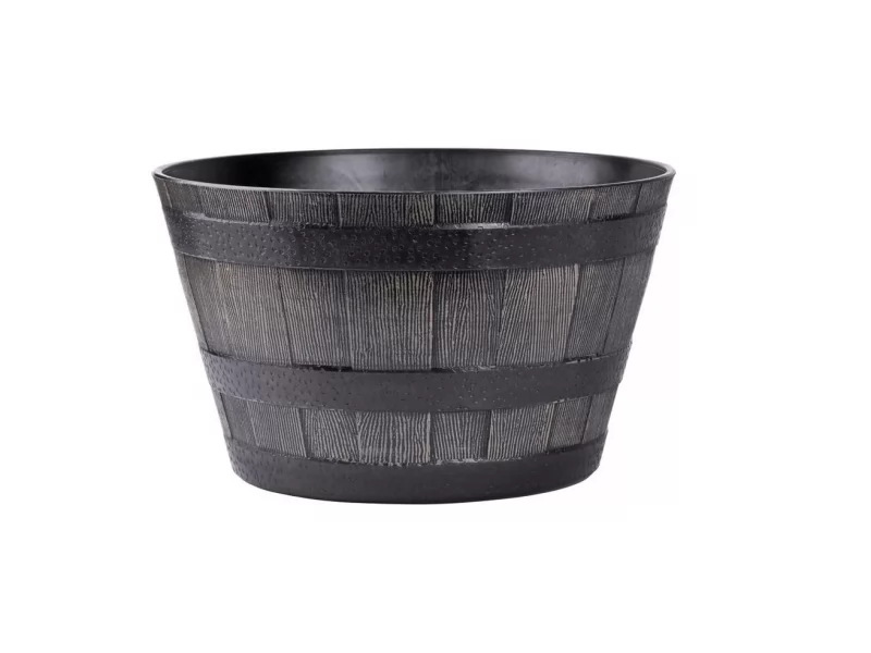 Ghiveci decorativ rotund, din plastic rezistent, efect lemn natur, 39x24 cm