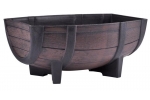 Ghiveci decorativ Half-Barrel Teak din plastic pentru terase sau gradini 41.5x30x19cm