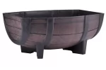 Ghiveci decorativ Half-Barrel Teak din plastic pentru terase sau gradini 41.5x30x19cm