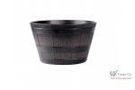 Ghiveci decorativ rotund din plastic, efect lemn teak, 39x24 cm
