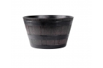 Ghiveci decorativ rotund din plastic, efect lemn teak, 39x24 cm