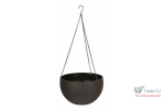 Ghiveci de flori cu agatatoare metalica, 26x16 cm , maro
