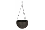 Ghiveci de flori cu agatatoare metalica, 26x16 cm , maro