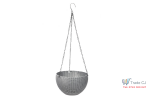 Ghiveci de flori cu agatatoare metalica, 26x16 cm , gri