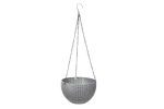 Ghiveci de flori cu agatatoare metalica, 26x16 cm , gri