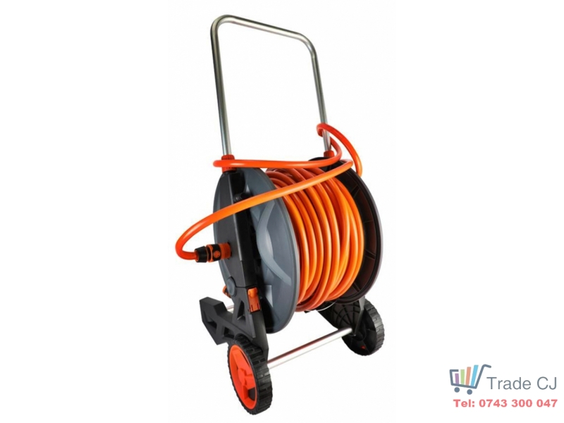 Furtun pe tambur cu roti,conectica 1 2ﾔ, lungime de 40m, max 24 Bar