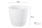 Ghiveci pentru flori din plastic rezistent, culoare alba, Stone Effect, diametru 35 cm, inaltime 35 cm, cu orificiu scurgere