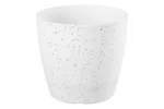 Ghiveci pentru flori din plastic rezistent, culoare alba, Stone Effect, diametru 35 cm, inaltime 35 cm, cu orificiu scurgere