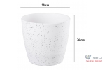 Ghiveci pentru flori din plastic rezistent, culoare alba, Stone Effect, diametru 28 cm, inaltime 26 cm, cu orificiu scurgere