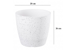 Ghiveci pentru flori din plastic rezistent, culoare alba, Stone Effect, diametru 28 cm, inaltime 26 cm, cu orificiu scurgere