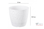 Ghiveci pentru flori din plastic rezistent, culoare alba, Stone Effect, diametru 23 cm, inaltime 20.5 cm, cu orificiu scurgere
