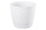 Ghiveci pentru flori din plastic rezistent, culoare alba, Stone Effect, diametru 23 cm, inaltime 20.5 cm, cu orificiu scurgere