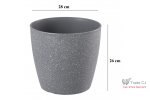 Ghiveci pentru flori din plastic rezistent, culoare gri, Stone Effect, diametru 28 cm, inaltime 26 cm, cu orificiu scurgere