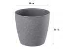 Ghiveci pentru flori din plastic rezistent, culoare gri, Stone Effect, diametru 28 cm, inaltime 26 cm, cu orificiu scurgere