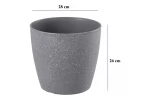 Ghiveci pentru flori din plastic rezistent, culoare gri, Stone Effect, diametru 28 cm, inaltime 26 cm, cu orificiu scurgere
