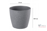 Ghiveci pentru flori din plastic rezistent, culoare gri, Stone Effect, diametru 23 cm, inaltime 20.5 cm, cu orificiu scurgere