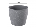 Ghiveci pentru flori din plastic rezistent, culoare gri, Stone Effect, diametru 23 cm, inaltime 20.5 cm, cu orificiu scurgere