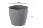 Ghiveci pentru flori din plastic rezistent, culoare gri, Stone Effect, diametru 23 cm, inaltime 20.5 cm, cu orificiu scurgere