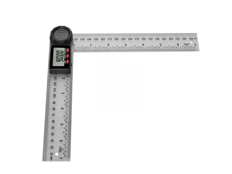 Echer digital pentru tamplarie cu dispozitiv blocare unghi reglabil, inox, 200 mm