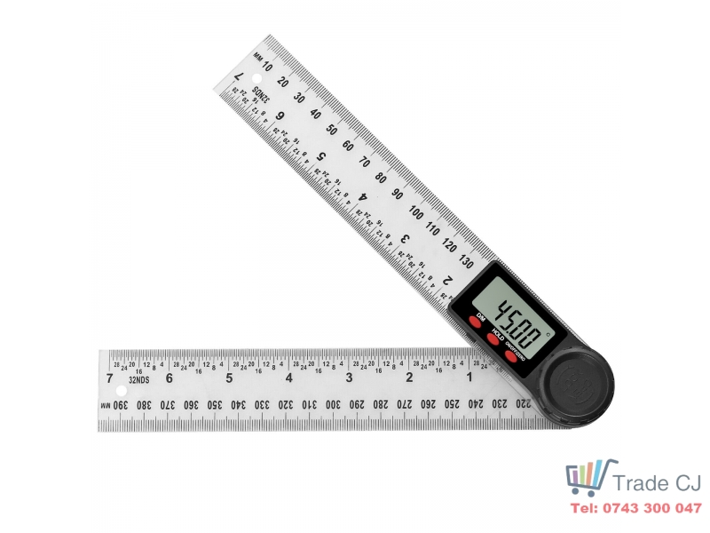 Echer digital pentru tamplarie cu dispozitiv blocare unghi reglabil, inox, 200 mm