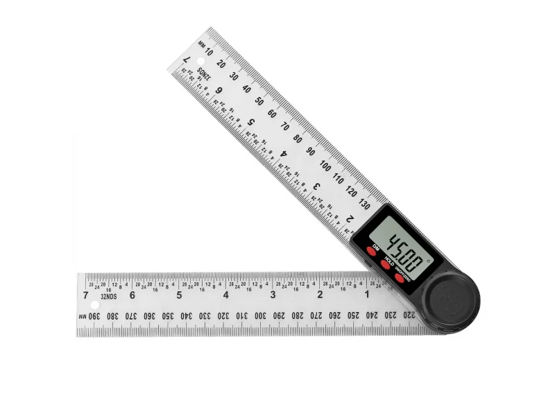 Echer digital pentru tamplarie cu dispozitiv blocare unghi reglabil, inox, 200 mm