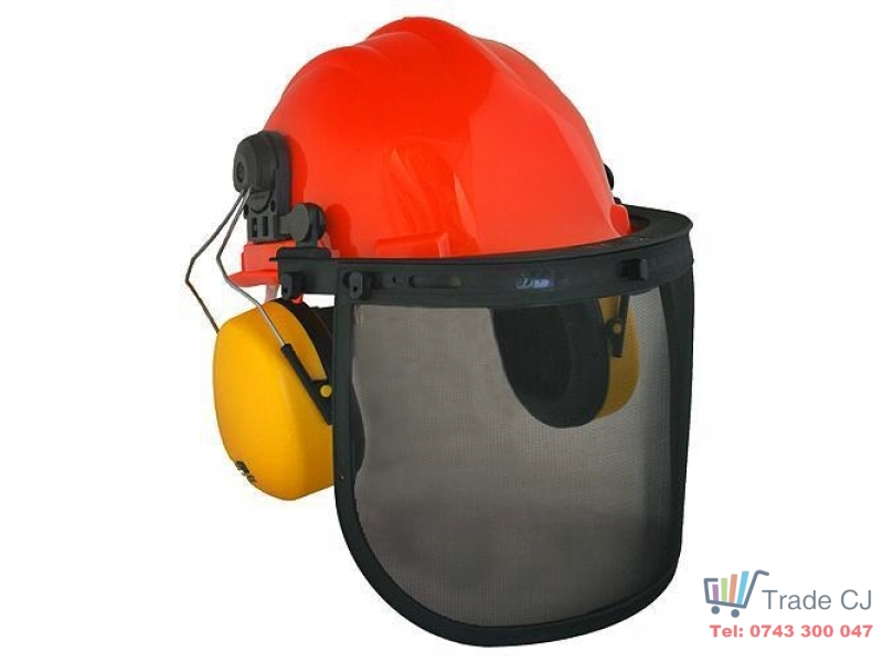 Casca de protectie cu viziera plasa si casti antifon 3 in 1