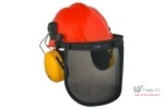 Casca de protectie cu viziera plasa si casti antifon 3 in 1