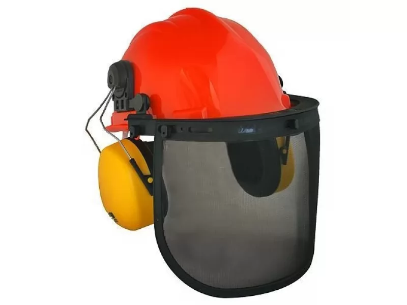 Casca de protectie cu viziera plasa si casti antifon 3 in 1