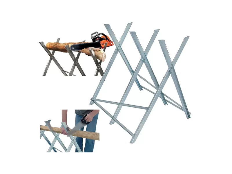 Capra metalica pliabila, material zincat, pentru taiat lemne, 80x80x79 cm, max 150 kg