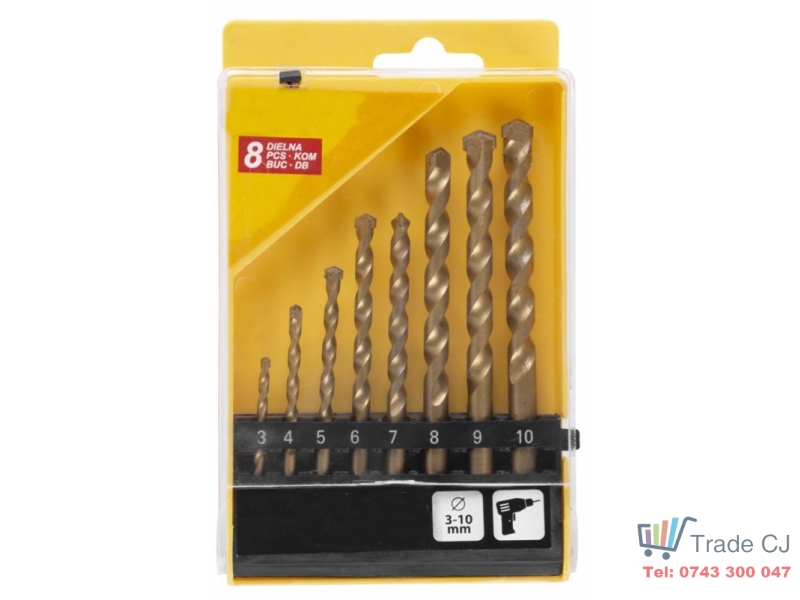 Set 8 bucati burghiu pentru zidarie, 3 - 10 mm, in cutie plastic