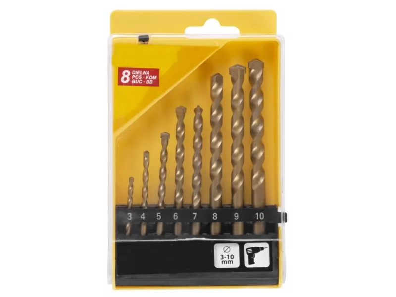 Set 8 bucati burghiu pentru zidarie, 3 - 10 mm, in cutie plastic