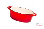 Oala cu capac din fonta emailata, capacitate 4.4 l, cu manere prindere, culoare rosie, 30x23 cm