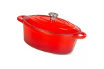 Oala cu capac din fonta emailata, capacitate 4.4 l, cu manere prindere, culoare rosie, 30x23 cm