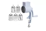 Set razatoare manuala cu prindere pe masa, 5 accesorii din inox, pentru nuci, legume, branzeturi, razatoare multifunctionala