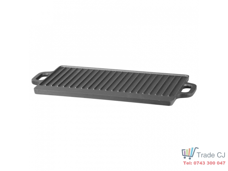 Plita reversibila din fonta pentru grill, 2 fete, compatibila gaz foc deschis sobe, cu manere, 50x23x1.5 cm, pentru carne, legume si camping