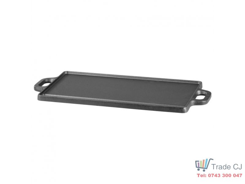 Plita reversibila din fonta pentru grill, 2 fete, compatibila gaz foc deschis sobe, cu manere, 50x23x1.5 cm, pentru carne, legume si camping