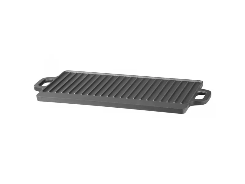 Plita reversibila din fonta pentru grill, 2 fete, compatibila gaz foc deschis sobe, cu manere, 50x23x1.5 cm, pentru carne, legume si camping