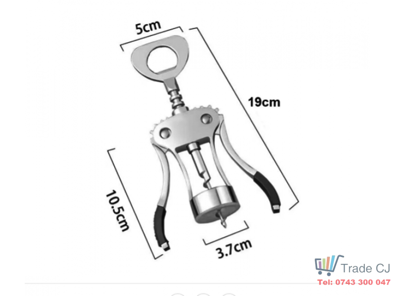 Tirbuson pentru desfacut sticle vin, maner ergonomic, multifunctional, 19 cm