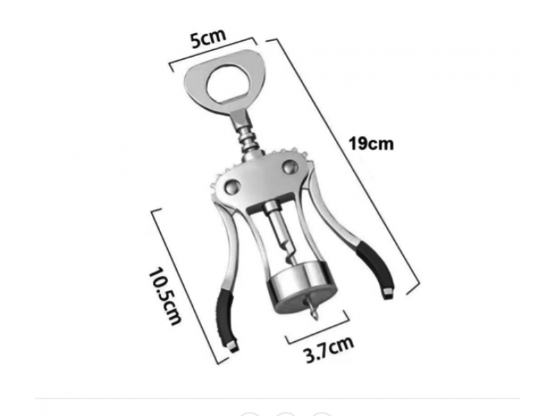 Tirbuson pentru desfacut sticle vin, maner ergonomic, multifunctional, 19 cm