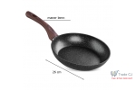 Tigaie rotunda premium antiaderenta BLM-26, triplustrat, compatibila cu toate sursele de caldura, diametru 26 cm, maner lemn