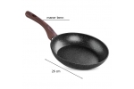 Tigaie rotunda premium antiaderenta BLM-26, triplustrat, compatibila cu toate sursele de caldura, diametru 26 cm, maner lemn