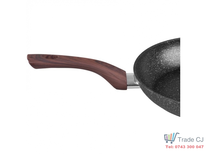 Tigaie rotunda premium antiaderenta BLM-28, triplustrat, compatibila cu toate sursele de caldura, diametru 28 cm, maner lemn