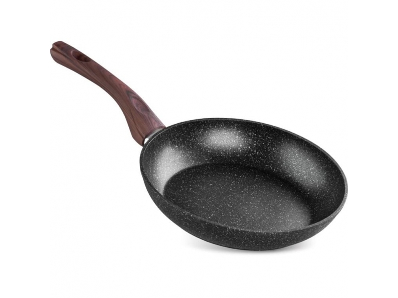 Tigaie rotunda premium antiaderenta BLM-28, triplustrat, compatibila cu toate sursele de caldura, diametru 28 cm, maner lemn