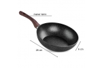 Tigaie tip wok BML-28, triplustrat, antiaderenta, diametru 28 cm, cu margini inalte, maner lemn