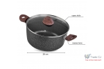 Oala rotunda cu capac triplu-strat BML28, diametru 28 cm, 5.9 l, manere lemn