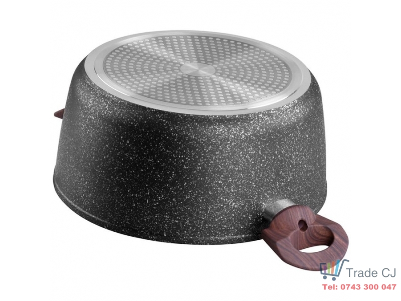 Oala rotunda cu capac triplu-strat BML28, diametru 28 cm, 5.9 l, manere lemn