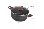 Oala rotunda cu capac triplu-strat BML28, diametru 28 cm, 5.9 l, manere lemn