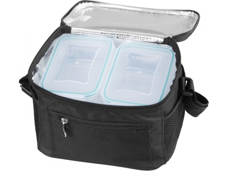 Set geanta termoizolanta cu 3 containere plastic pentru mancare, 2x0.5l si 1.5l